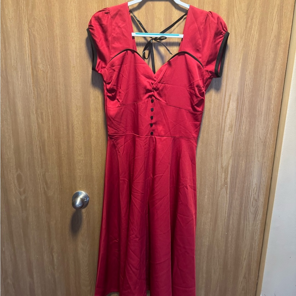 Lindy Bop Red Midi Sundress with Sweetheart Neckline